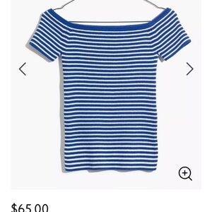 Madewell Striped Off The SHOULDER  Sweater Top Short Sleeve WOMEN'S Sz  XS
